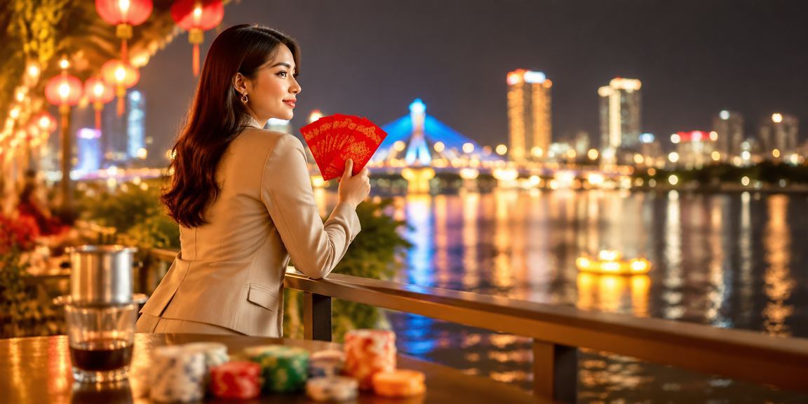 Người chơi nhận thưởng phong bì đỏ tại quán cà phê Đà Nẵng