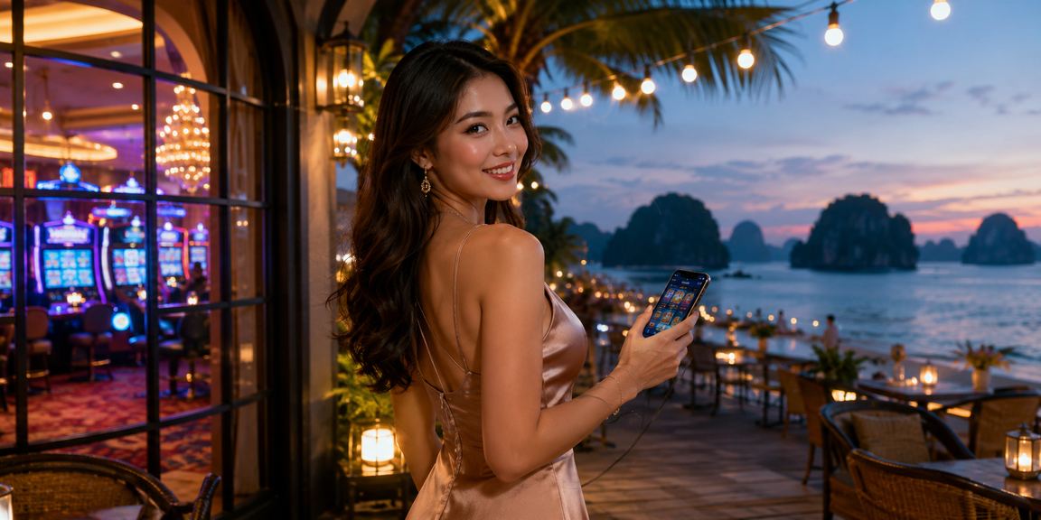 Khung cảnh chơi casino trên mobile tại Vịnh Hạ Long