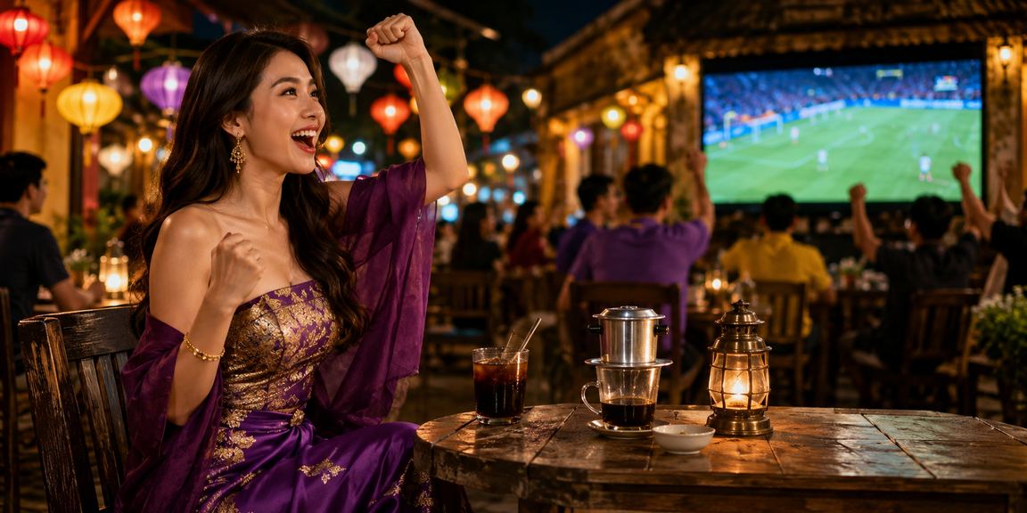 Người dùng xem và đặt cược bóng đá tại quán cà phê Huế