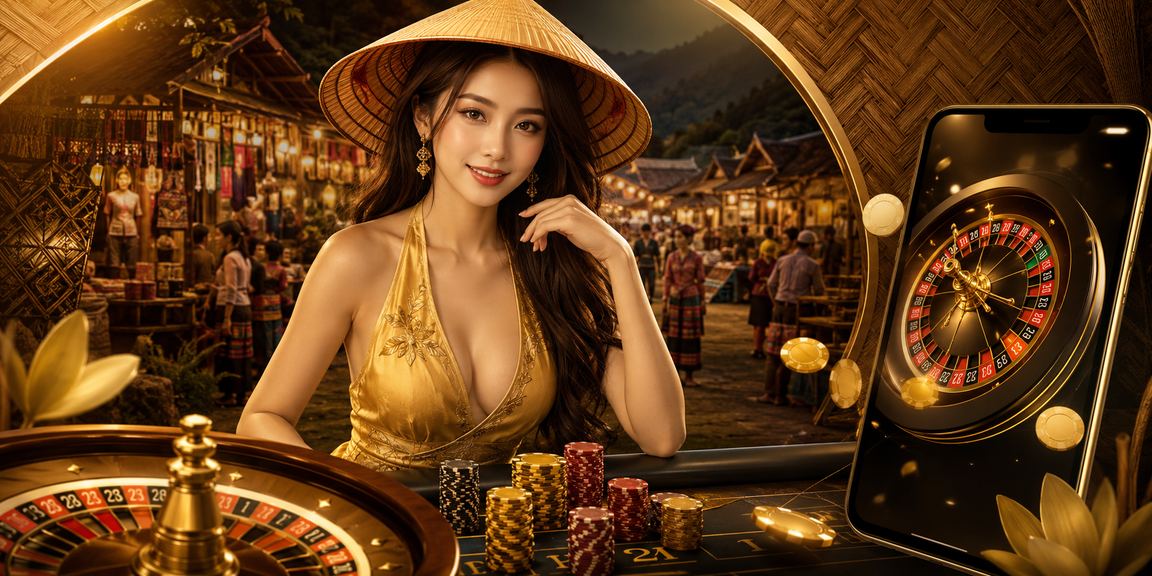Người dùng tại Sapa trải nghiệm trò chơi roulette với nón lá truyền thống